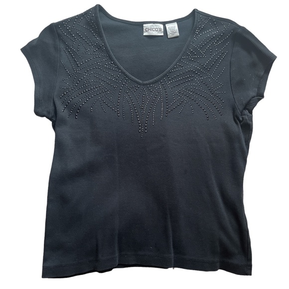 Black shirt with gemstones - Picture 1 of 4